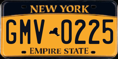NY license plate GMV0225