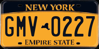 NY license plate GMV0227