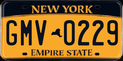 NY license plate GMV0229