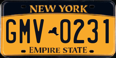 NY license plate GMV0231