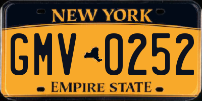 NY license plate GMV0252
