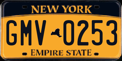 NY license plate GMV0253
