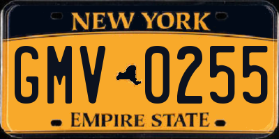 NY license plate GMV0255