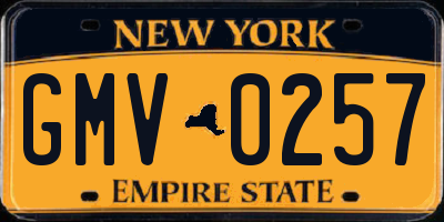NY license plate GMV0257