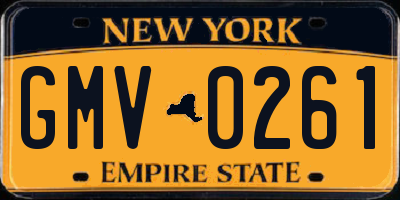 NY license plate GMV0261