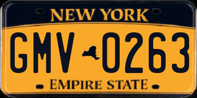 NY license plate GMV0263