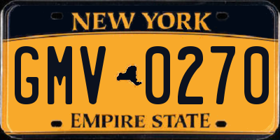 NY license plate GMV0270