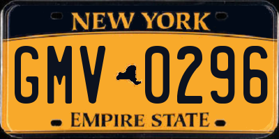NY license plate GMV0296