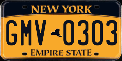 NY license plate GMV0303