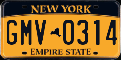 NY license plate GMV0314