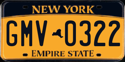 NY license plate GMV0322