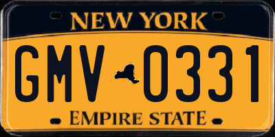 NY license plate GMV0331