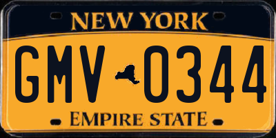 NY license plate GMV0344