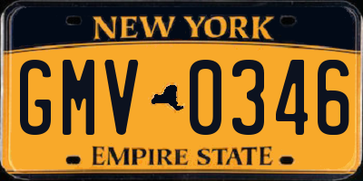 NY license plate GMV0346