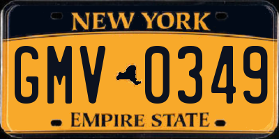NY license plate GMV0349