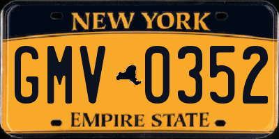 NY license plate GMV0352