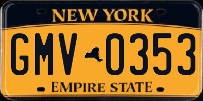 NY license plate GMV0353