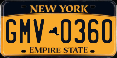 NY license plate GMV0360