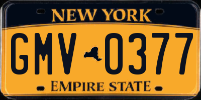 NY license plate GMV0377