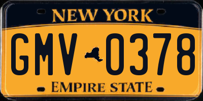 NY license plate GMV0378