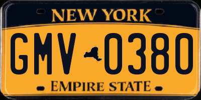 NY license plate GMV0380