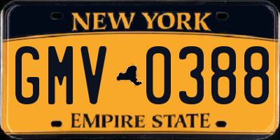 NY license plate GMV0388