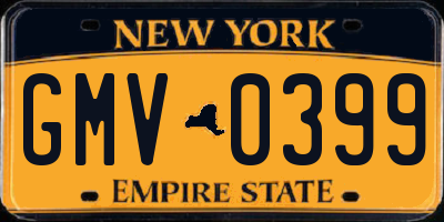 NY license plate GMV0399