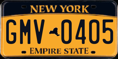 NY license plate GMV0405