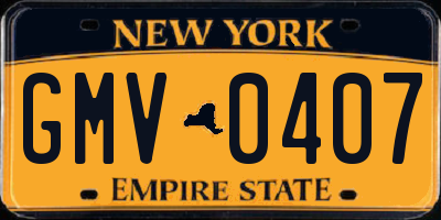 NY license plate GMV0407