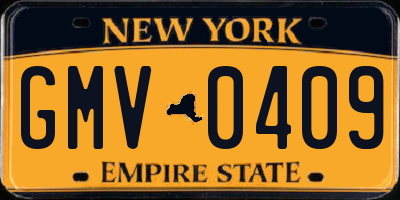NY license plate GMV0409