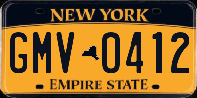 NY license plate GMV0412