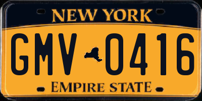 NY license plate GMV0416