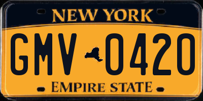NY license plate GMV0420