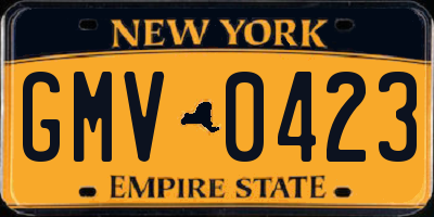 NY license plate GMV0423