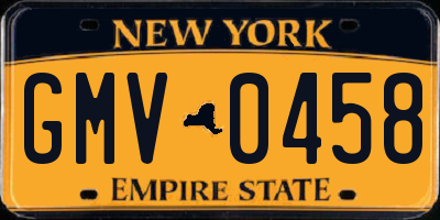 NY license plate GMV0458
