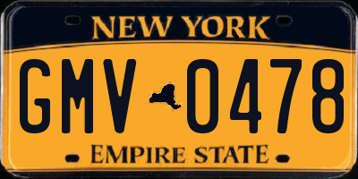 NY license plate GMV0478