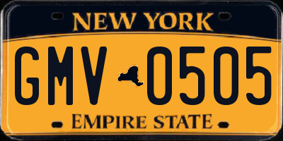 NY license plate GMV0505