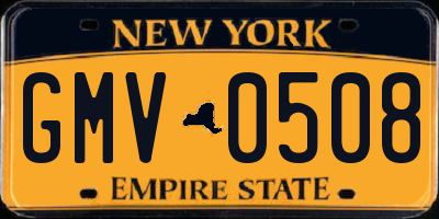 NY license plate GMV0508