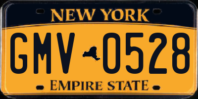 NY license plate GMV0528