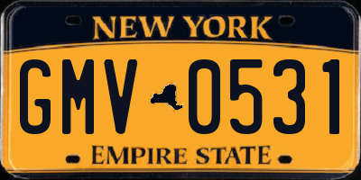 NY license plate GMV0531