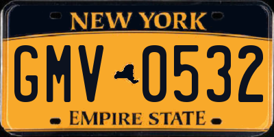 NY license plate GMV0532