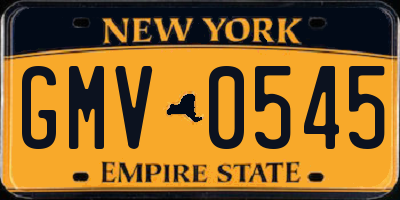 NY license plate GMV0545