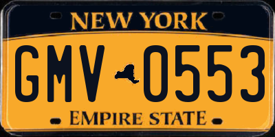 NY license plate GMV0553