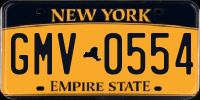 NY license plate GMV0554