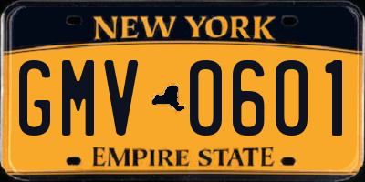 NY license plate GMV0601