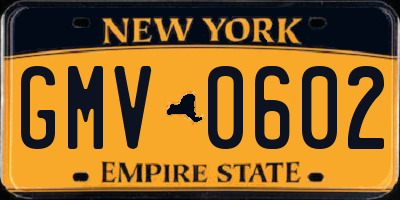 NY license plate GMV0602