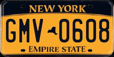 NY license plate GMV0608