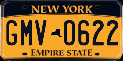 NY license plate GMV0622