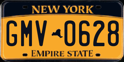 NY license plate GMV0628
