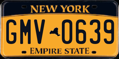 NY license plate GMV0639